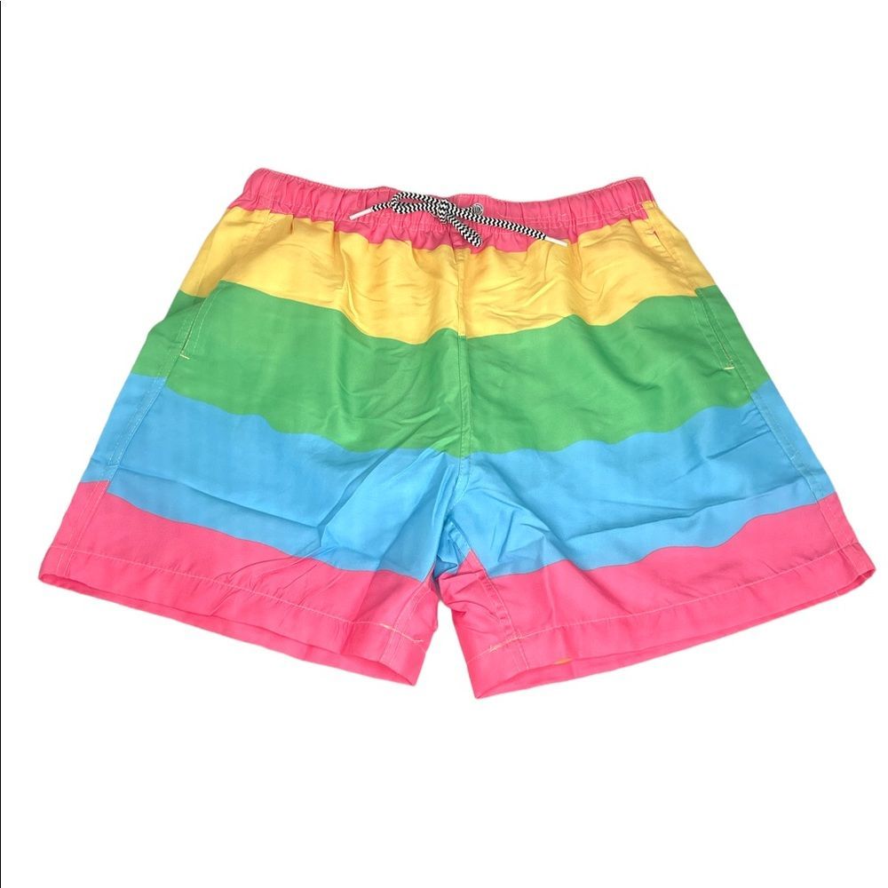Boardies Striped Swim Trunks Pink Yellow Green Blue Sizes Medium and Large